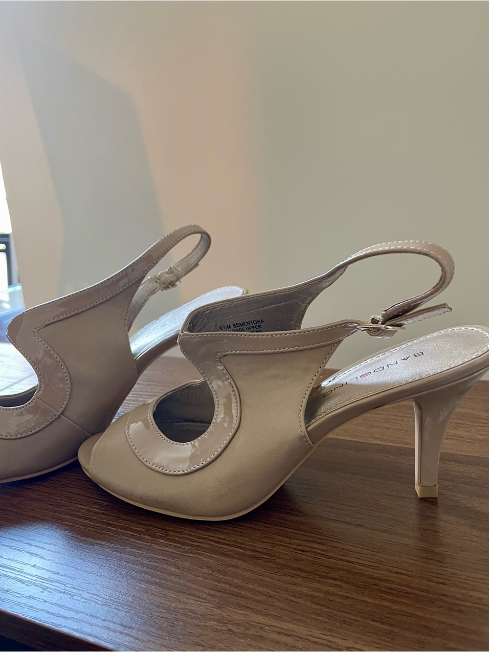 Bandolino Slingback Peep-Toe Heels in Cream